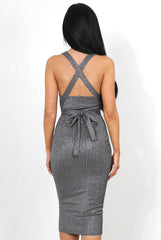 Mina Silver Halterneck Dress-Dresses