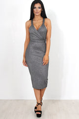 Mina Silver Halterneck Dress-Dresses