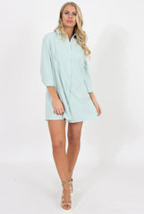 Mint Button Front Shirt Dress - Mina-Dresses