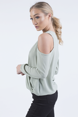 Mint Cold Shoulder Top - Elsie-Tops