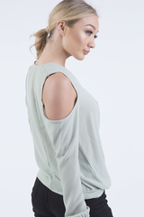 Mint Cold Shoulder Top - Elsie-Tops