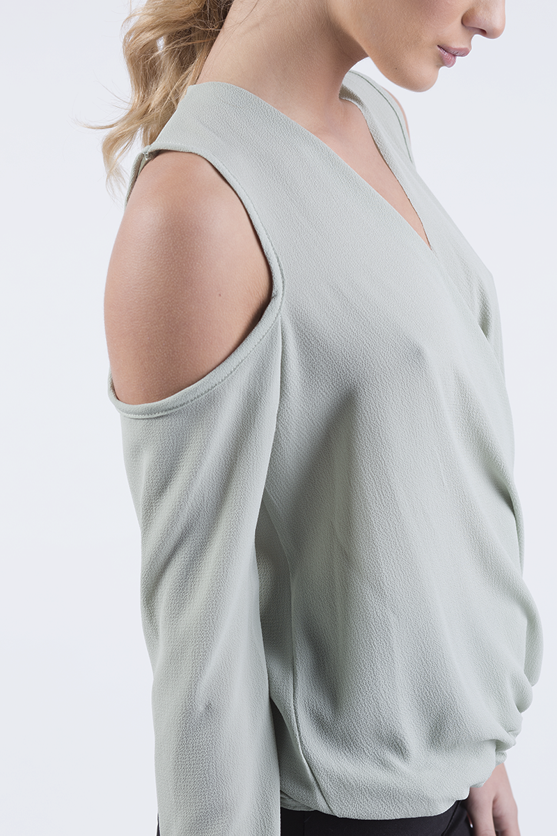 Mint Cold Shoulder Top - Elsie-Tops