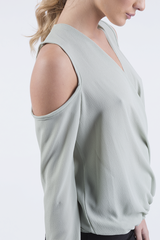 Mint Cold Shoulder Top - Elsie-Tops