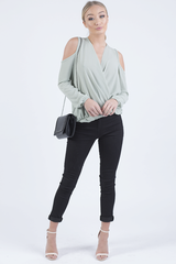 Mint Cold Shoulder Top - Elsie-Tops
