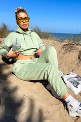 Mint Cropped Oversized Hoodie and Joggers Co-ord - Karenza-Loungewear