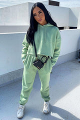 Mint Cropped Oversized Hoodie and Joggers Co-ord - Karenza-Loungewear