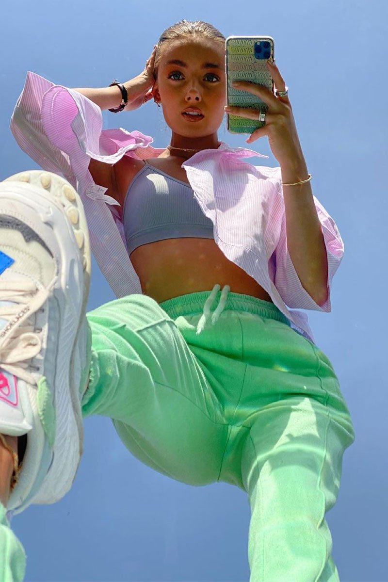 Mint Front Piping Joggers - Jordyn-Joggers
