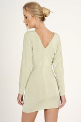 Mint Green Batwing Cold Shoulder Mini Dress - Sonia-Dresses