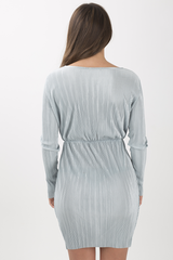 Mint Green Cross Over Pleated Dress - Blossom-Dresses