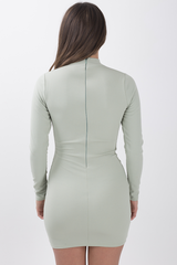 Mint Green High Neck Cut Out Bodycon Dress - Tatiana-Dresses