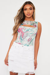 Mint Pastel Marble Cut Out Bodysuit - Darcy-Bodysuits