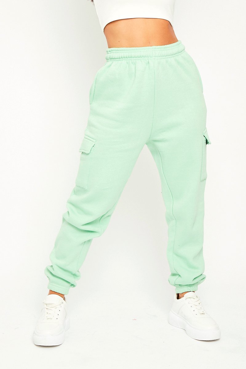 Mint Side Cargo Pocket Joggers - Chantel-Joggers