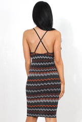 Missy Black And Orange V Neck Dress-Dresses