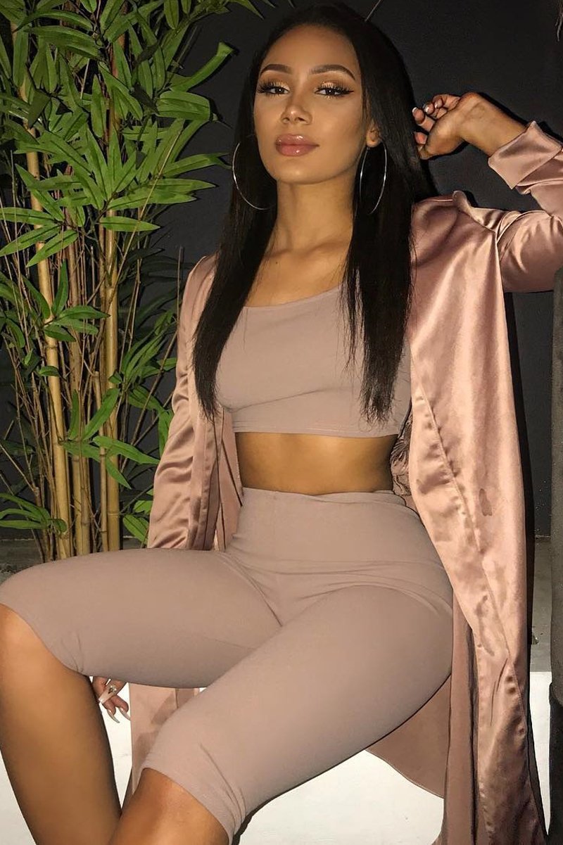 Mocha Cropped Top and Leggings Co-Ords - Remini-Co-ords