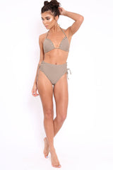 Mocha Eyelet High Leg Bikini - Patti-Bikinis