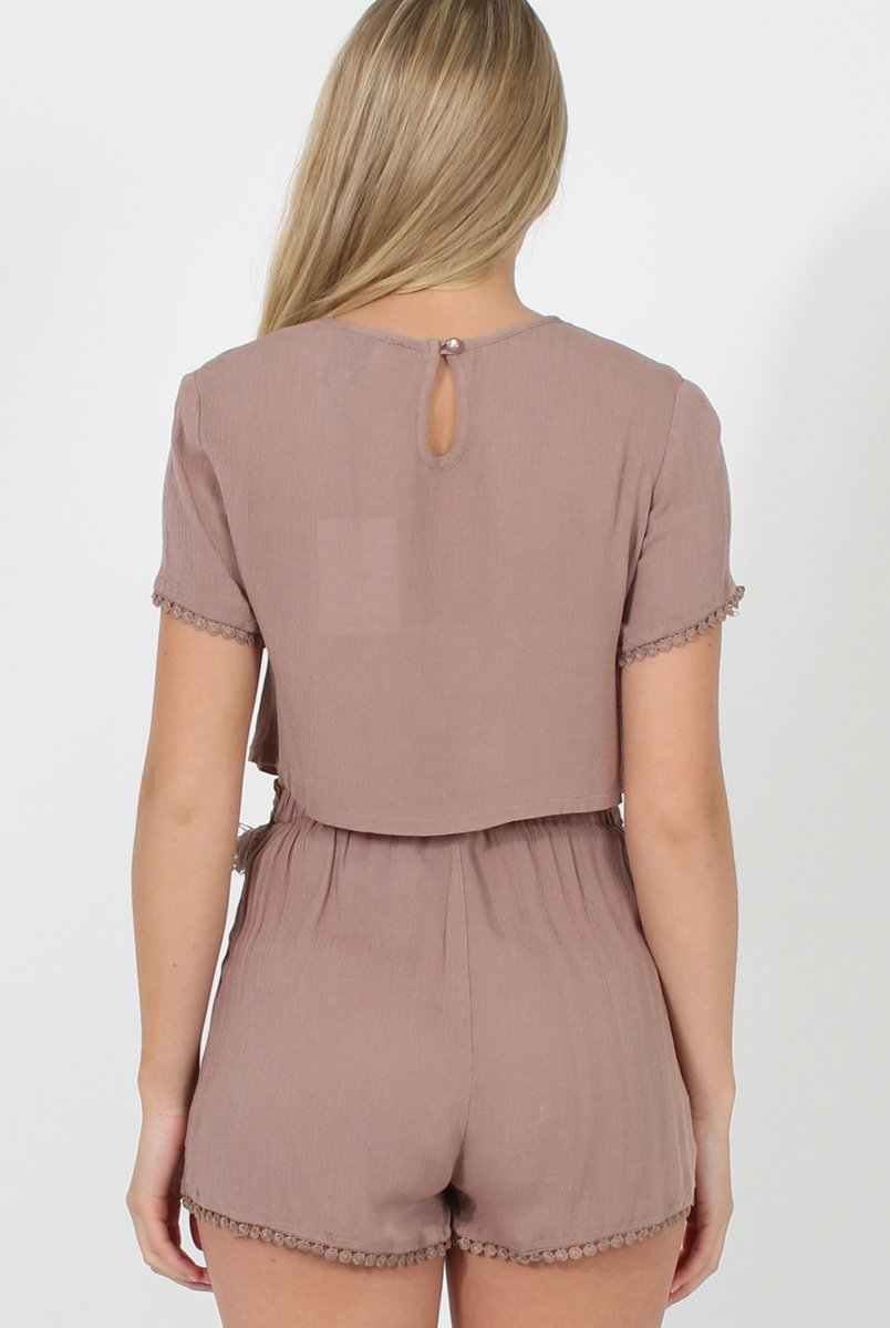 Mocha Fringed Two Piece - Chai-Co-ords