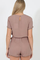 Mocha Fringed Two Piece - Chai-Co-ords