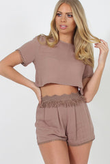 Mocha Fringed Two Piece - Chai-Co-ords
