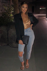 Mocha Lace Scalloped Hem Bodysuit - Celise-Bodysuits