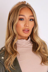 Mocha Pearl Diamante Embellished Knotted Hair Band - Flo-Hair