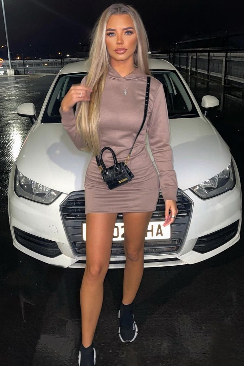 Mocha Seam Front Hoodie Mini Dress - Riley