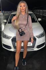 Mocha Seam Front Hoodie Mini Dress - Riley