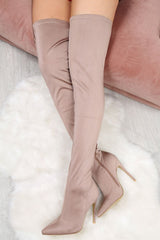 Mocha Stretch Thigh High Boots - Lariya-Boots