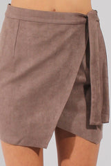 Mocha Suede Wrap Around Skirt - Emory-Skirts