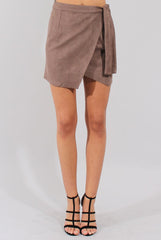 Mocha Suede Wrap Around Skirt - Emory-Skirts