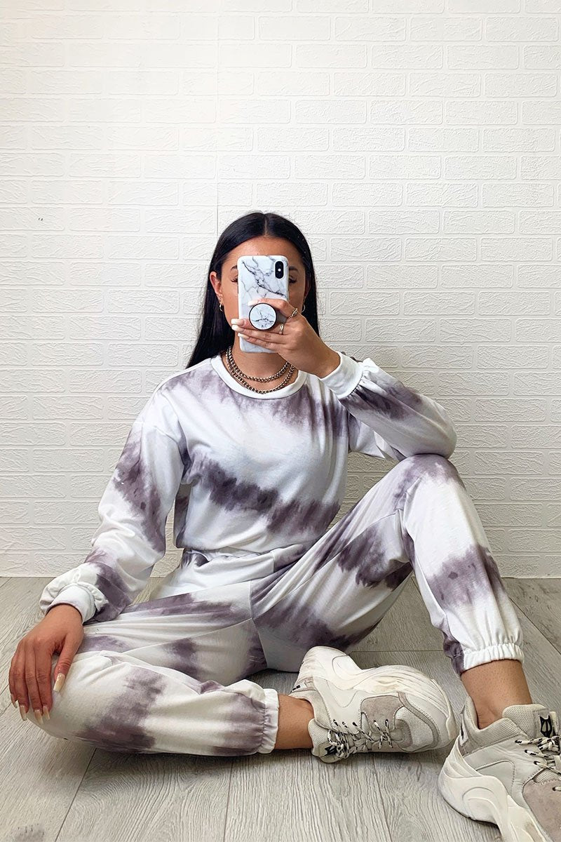 Mocha Tie Dye Sweater and Joggers Co-ord - Lauralee-Loungewear