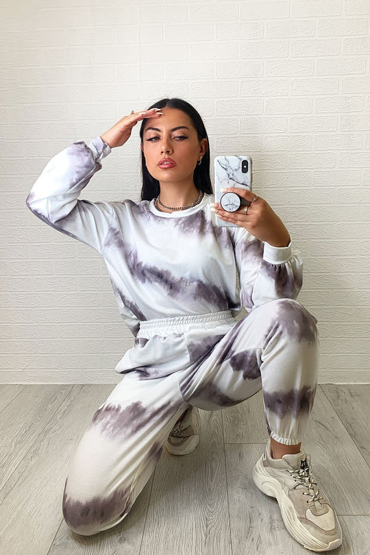 Mocha Tie Dye Sweater and Joggers Co-ord - Lauralee