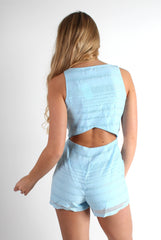 Molly Blue Cut Out Back Playsuit-Playsuits