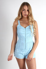 Molly Blue Cut Out Back Playsuit-Playsuits