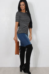 Mona Black And White Striped Top-Tops