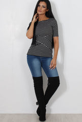 Mona Black And White Striped Top-Tops