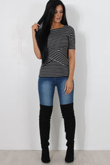 Mona Black And White Striped Top-Tops