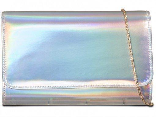 Monica Folded Hologram Clutch Bag-Bags