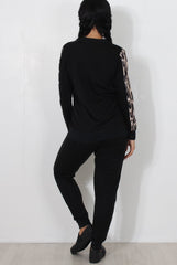 Monique Black Leopard Loungewear Set-Loungewear
