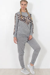 Monique Grey Leopard Loungewear Set-Loungewear