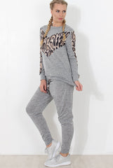 Monique Grey Leopard Loungewear Set-Loungewear