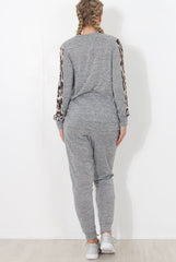 Monique Grey Leopard Loungewear Set-Loungewear