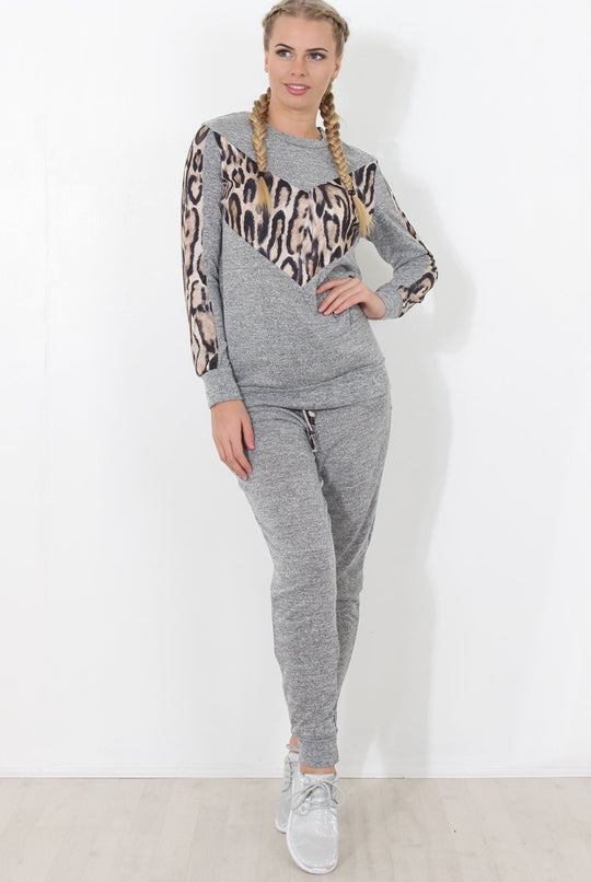 Monique Grey Leopard Loungewear Set