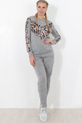 Monique Grey Leopard Loungewear Set-Loungewear