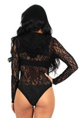 Morticia Black Lace Bodysuit-Bodysuits
