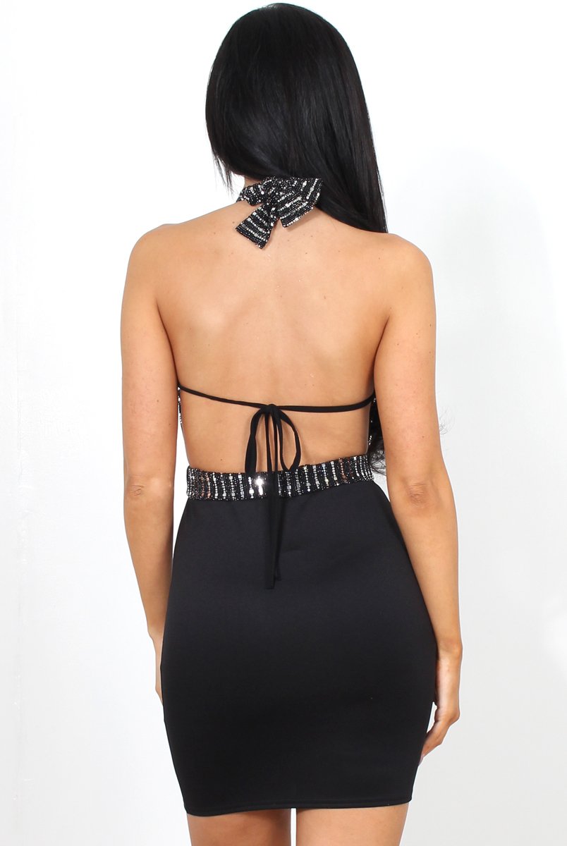 Moses Black Halterneck Dress-Dresses