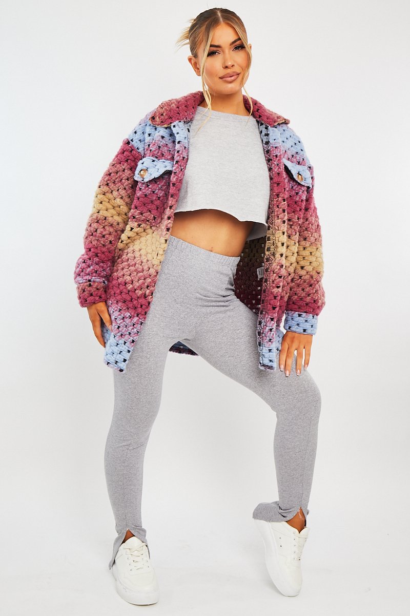 Multi Chunky Knit Shacket - Ellajane-Shacket