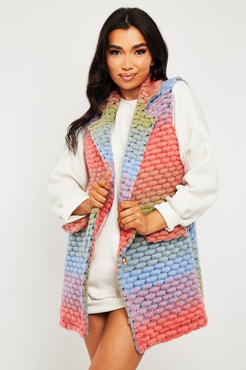 Multi Chunky Knit Sleeveless Shacket - Shanya-Shacket
