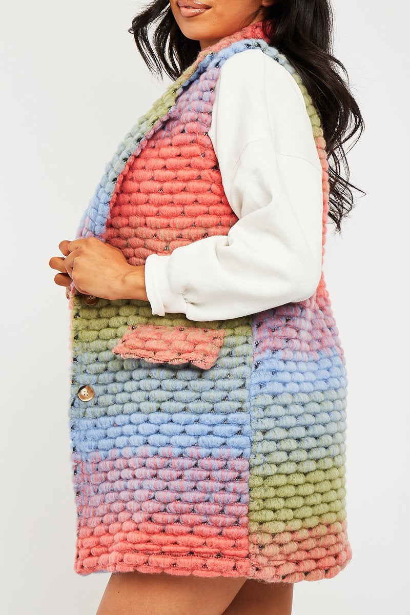 Multi Chunky Knit Sleeveless Shacket - Shanya-Shacket