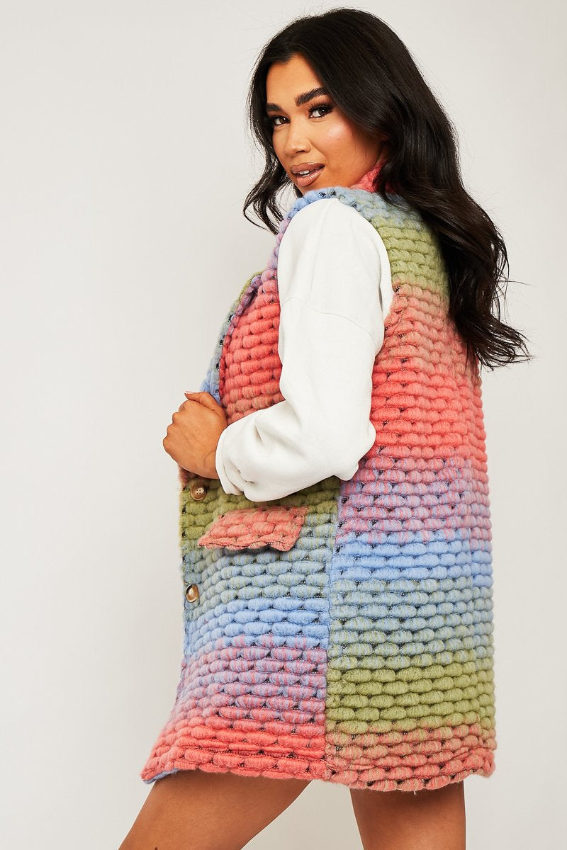 Multi Chunky Knit Sleeveless Shacket - Shanya-Shacket