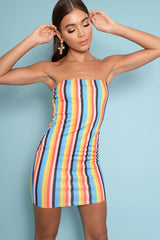 Multi Colour Bandeau Bodycon Mini Dress - Charlye-Dresses